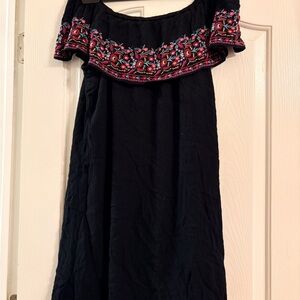 Arizona Jean Company Black Strapless Dress with Pink Embroidery